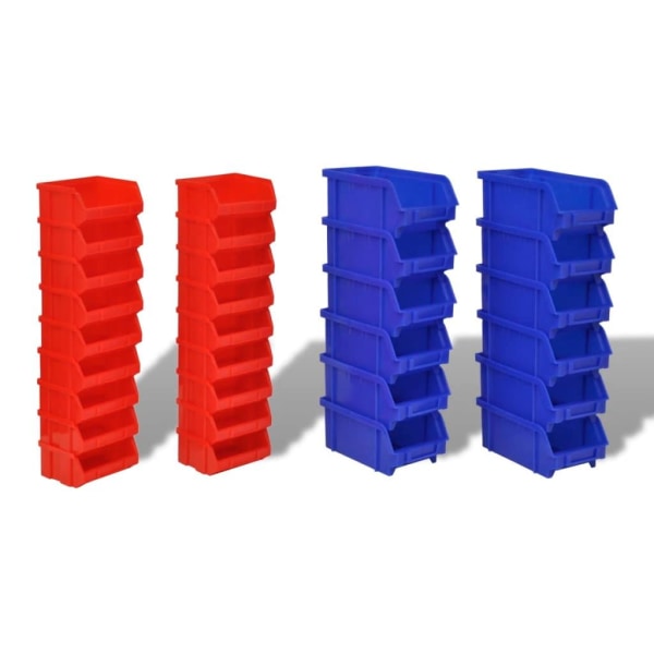 vidaXL Väggmonterad hylla med 30 st plockbackar blå/röd Röd cac3 | Röd |  2700 | Fyndiq
