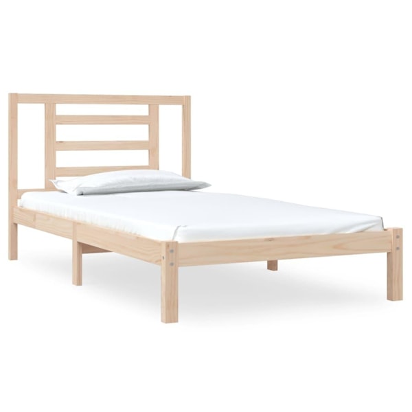 vidaXL Sängram massiv furu 100x200 cm Brun