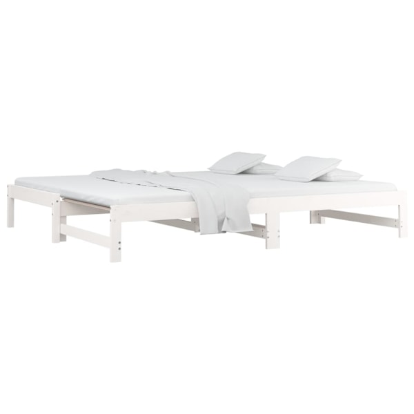 vidaXL Utdragbar dagbädd vit 2x(90x200) cm massiv furu Vit