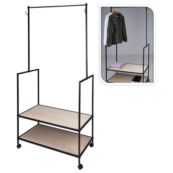 H&S Collection Klädställning med 2 krokar metall Svart