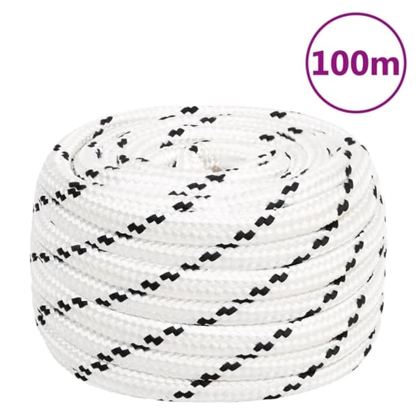 vidaXL Rep vit 18 mm 100 m polyester Vit