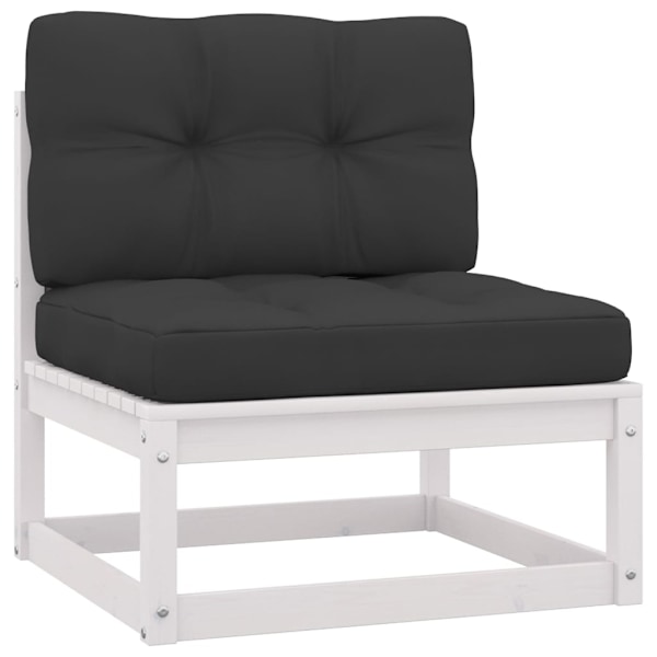 vidaXL Loungegrupp med dynor 4 delar massiv furu Vit