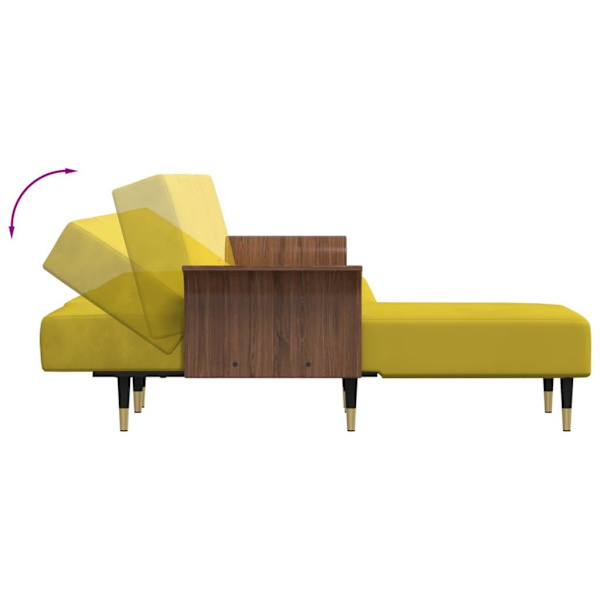 vidaXL L-formad bäddsoffa gul 279x140x70 cm sammet Gul