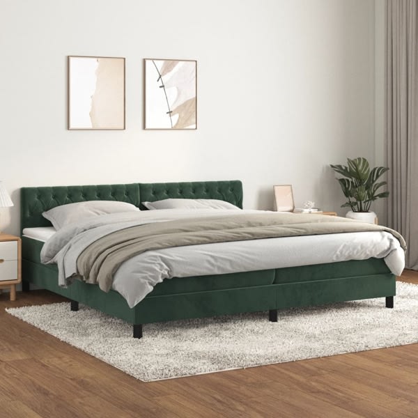 vidaXL Ramsäng med madrass mörkgrön 200x200 cm sammet Grön