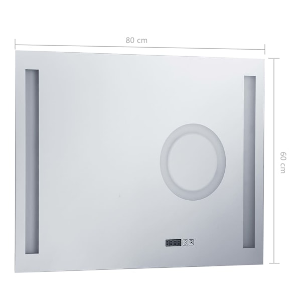 vidaXL Badrumsspegel LED med touch-sensor 80x60 cm Silver