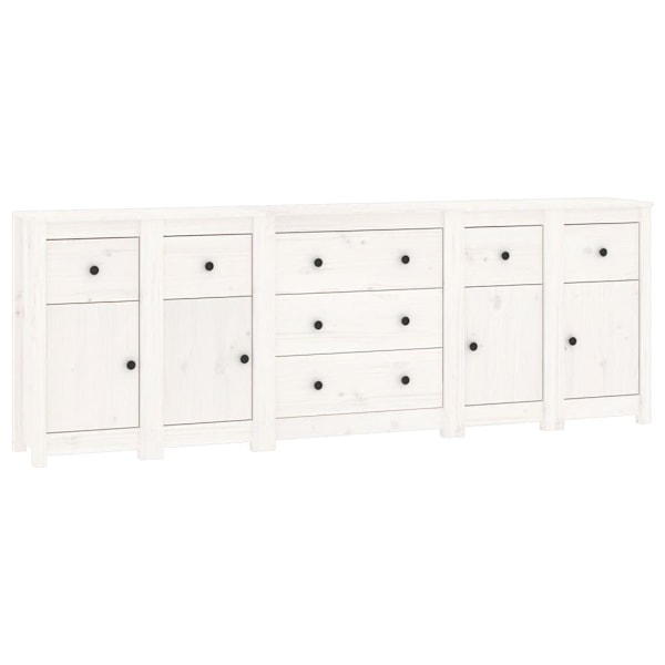 vidaXL Skänk vit 230x35x80 cm massiv furu Vit