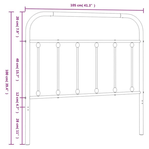 vidaXL Huvudgavel metall vit 100 cm Vit