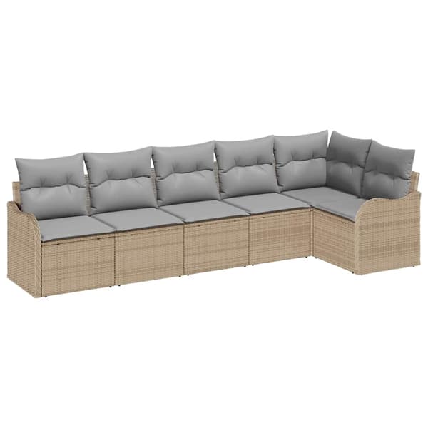 vidaXL Trädgårdsoffset 6 st Beige konstrotting Beige