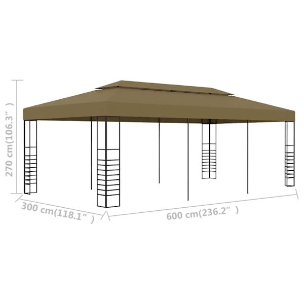 vidaXL Paviljong 6x3x2,7 m taupe 180 g/m² Taupe