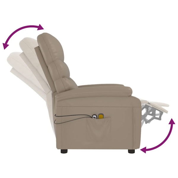 vidaXL Elektrisk massagefåtölj cappuccino konstläder Brun