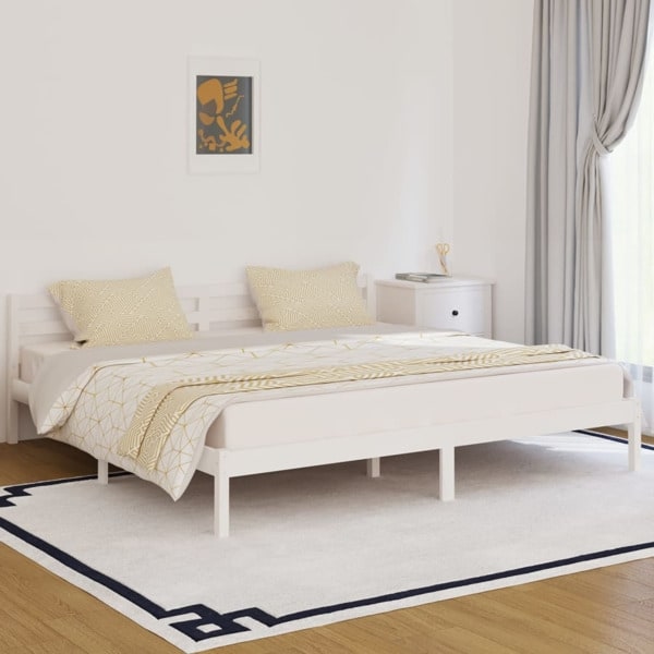 vidaXL Sängram massiv furu 200x200 cm vit Vit