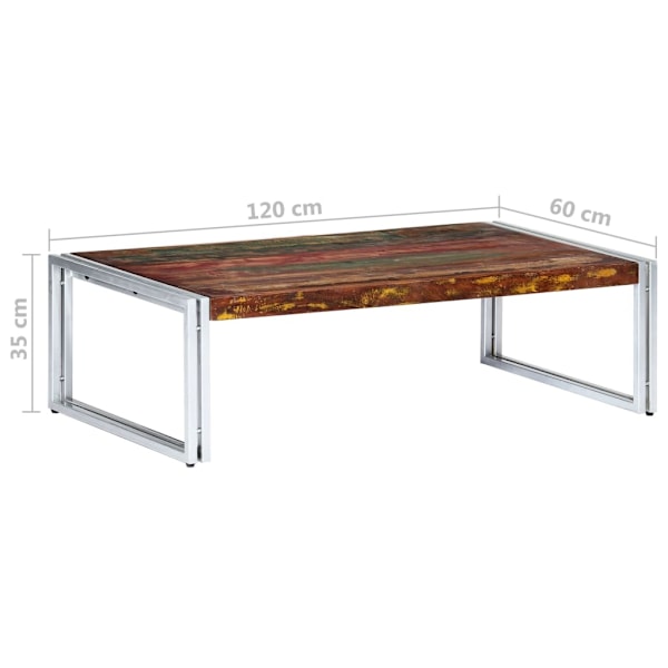 vidaXL Soffbord 120x60x35 cm massivt återvunnet trä multifärg