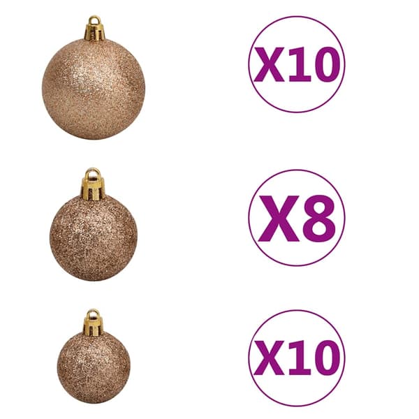 vidaXL Belyst plastgran med kulor silver 210 cm PET Silver