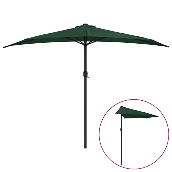 vidaXL Balkongparasoll med aluminiumstolpe grön 300x155 cm halvrunt Grön