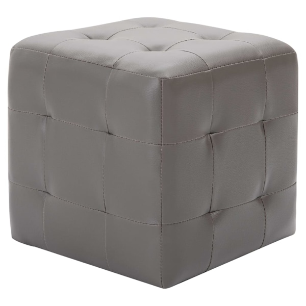 vidaXL Sittpuff 2 st grå 30x30x30 cm konstläder grå