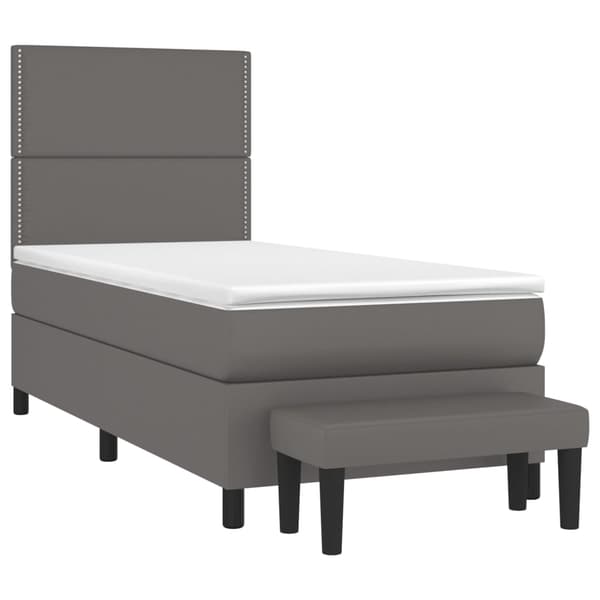 vidaXL Ramsäng med madrass grå 90x190 cm konstläder Grå