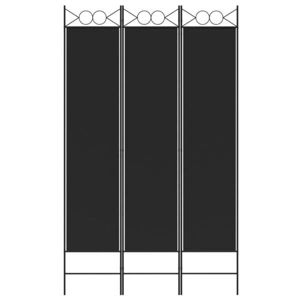 vidaXL Rumsavdelare 3 paneler 120x200 cm svart tyg Svart
