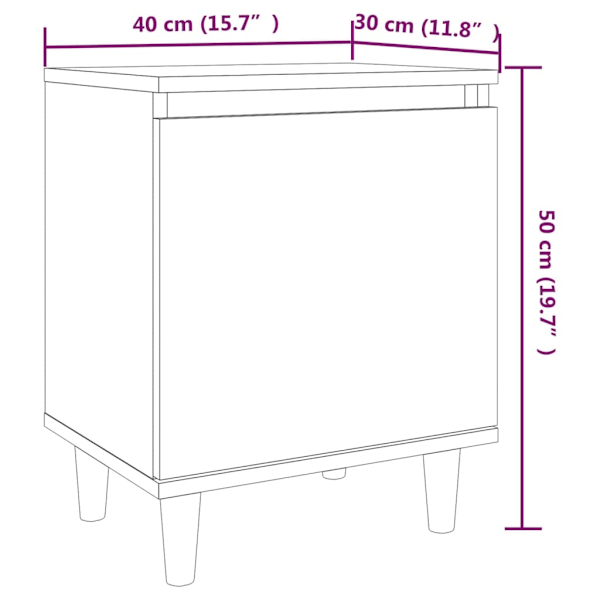 vidaXL Sängbord med ben i massivt trä 2 st brun ek 40x30x50 cm Brun