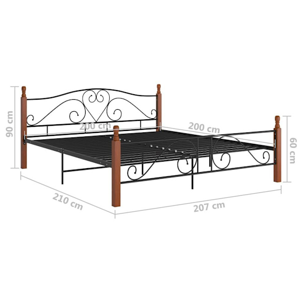 vidaXL Sängram svart metall 200x200 cm Svart