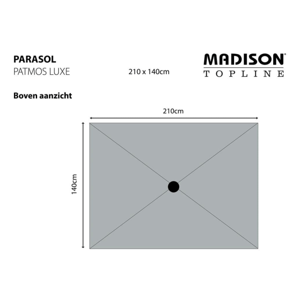Madison Parasoll Patmos Luxe rektangulärt 210x140 cm grå grå