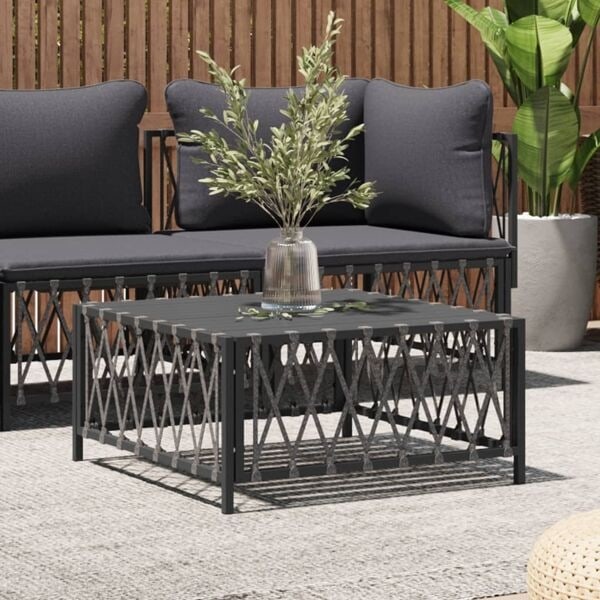 vidaXL Trädgårdsbord antracit 70x70x34 cm vävt tyg Antracit