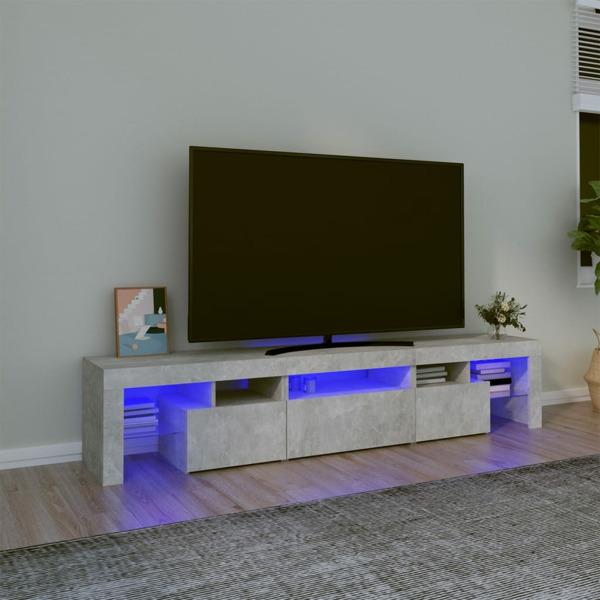 vidaXL Tv-bänk med LED-belysning betonggrå 200x36,5x40 cm Grå