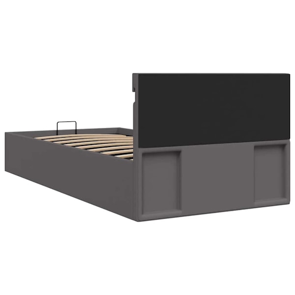 vidaXL Sängram hydraulisk förvaring LED grå konstläder 100x200 cm grå