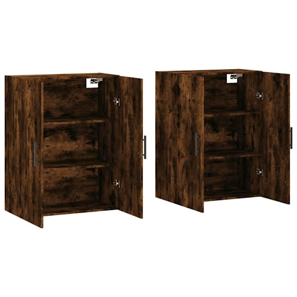 vidaXL Väggskåp 2 st rökfärgad ek 69,5x34x90 cm Brun