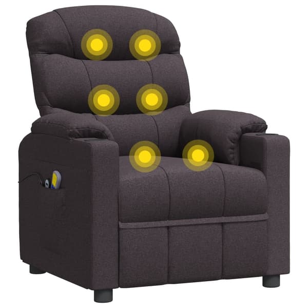 vidaXL Elektrisk massagefåtölj mörkbrun tyg Brun