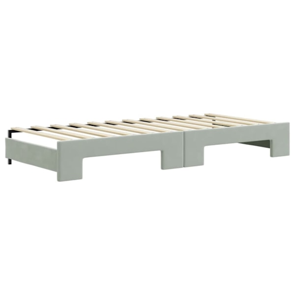 vidaXL Dagbädd utdragbar ljusgrå 90x200 cm sammet Grå