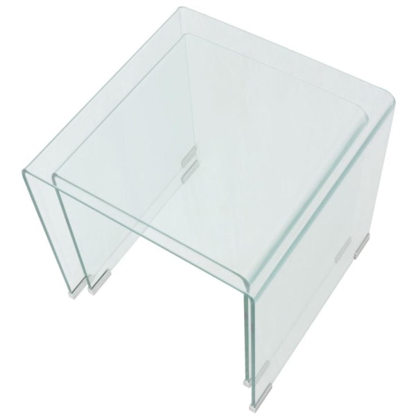 vidaXL Satsbord 2 st bord härdat klarglas Transparent