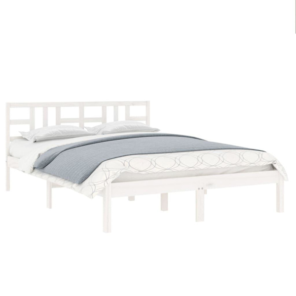 vidaXL Sängram vit massivt trä 200x200 cm Vit