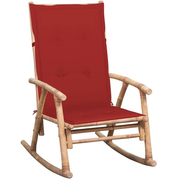 vidaXL Gungstol med dyna bambu Röd