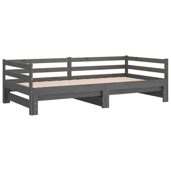 vidaXL Dagbädd utdragbar grå massiv furu 2x(90x200) cm grå