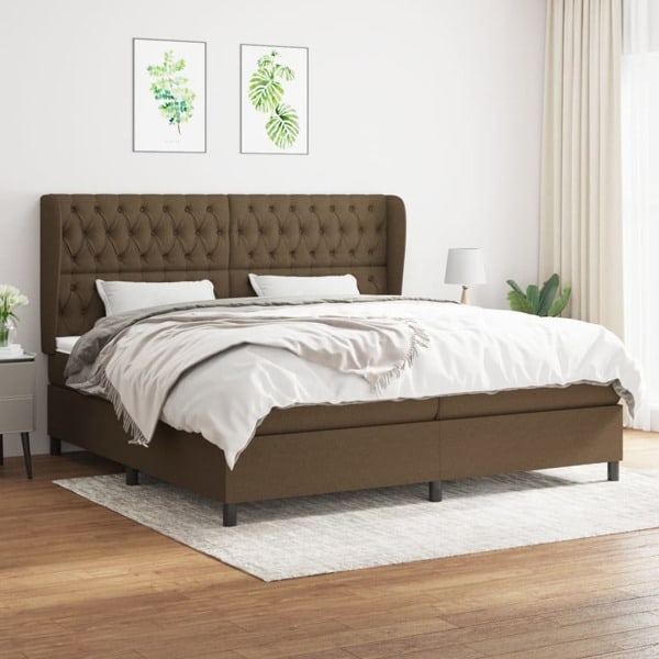 vidaXL Ramsäng med madrass mörkbrun 200x200 cm tyg Brun