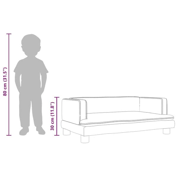 vidaXL Barnsoffa svart 80x45x30 cm sammet art