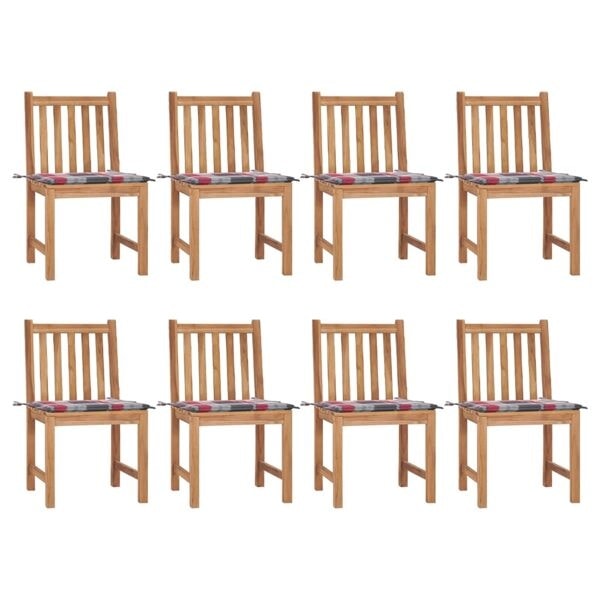 vidaXL Trädgårdsstolar 8 st med dynor massiv teak Brun