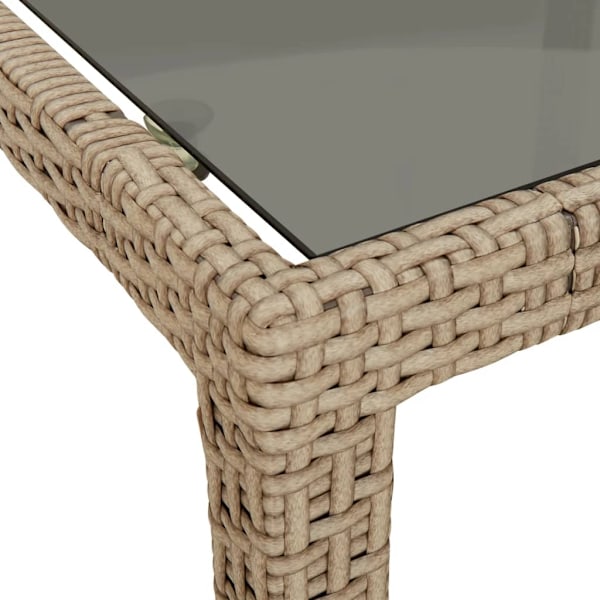 vidaXL Trädgårdsbord beige 250x100x75 cm härdat glas och konstrotting Beige