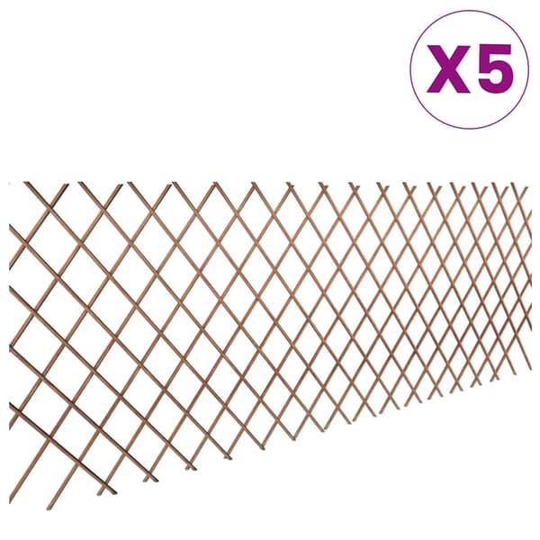 vidaXL Trädgårdsstaket vide utdragbart 90x180 cm 5-pack Brun