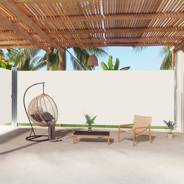 vidaXL Infällbar sidomarkis gräddvit 220x1000 cm Creme