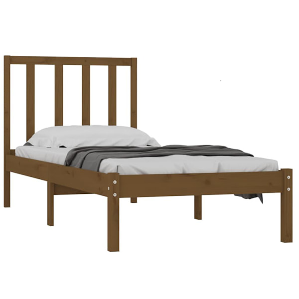 vidaXL Sängram honungsbrun massiv furu 100x200 cm enkelsäng Brun