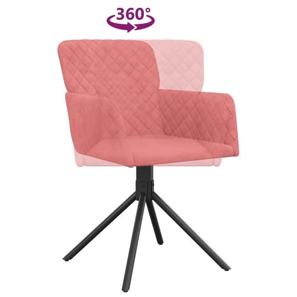 vidaXL Snurrbara matstolar 2 st rosa sammet Rosa
