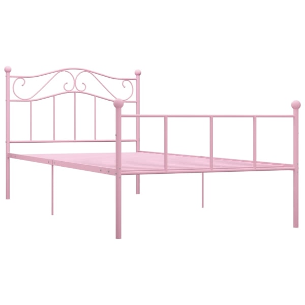 vidaXL Sängram rosa metall 90x200 cm Rosa