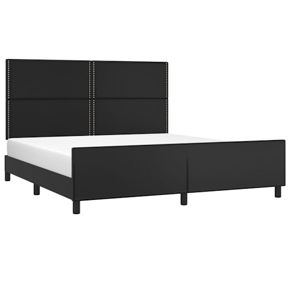 vidaXL Sängram med huvudgavel svart 160x200 cm konstläder Svart