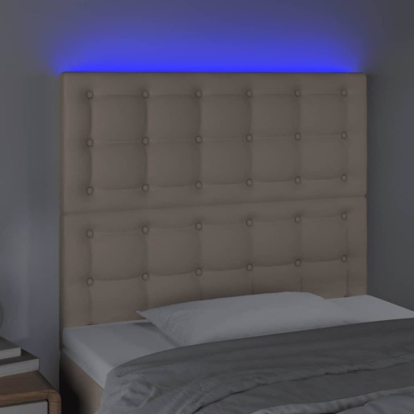 vidaXL Sänggavel LED cappuccino 80x5x118/128 cm konstläder Brun