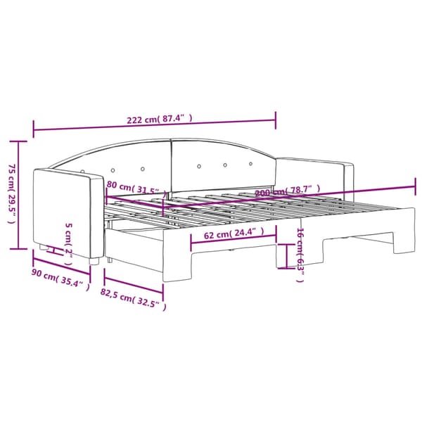 vidaXL Dagbädd utdragbar blå 80x200 cm sammet Blå