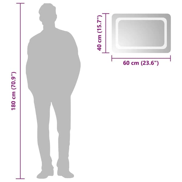 vidaXL Badrumsspegel LED 60x40 cm Transparent