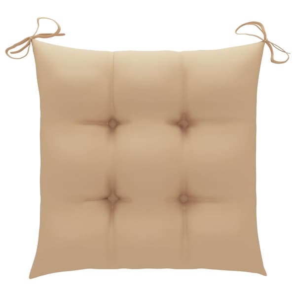 vidaXL Hopfällbara stolar 2 st med beige dynor i massivt teakträ Beige
