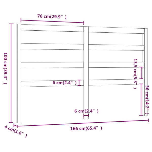 vidaXL Sänggavel 166x4x100 cm massiv furu Brun