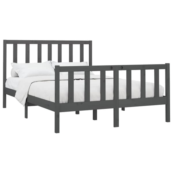vidaXL Sängram grå massiv furu 150x200 cm Grå